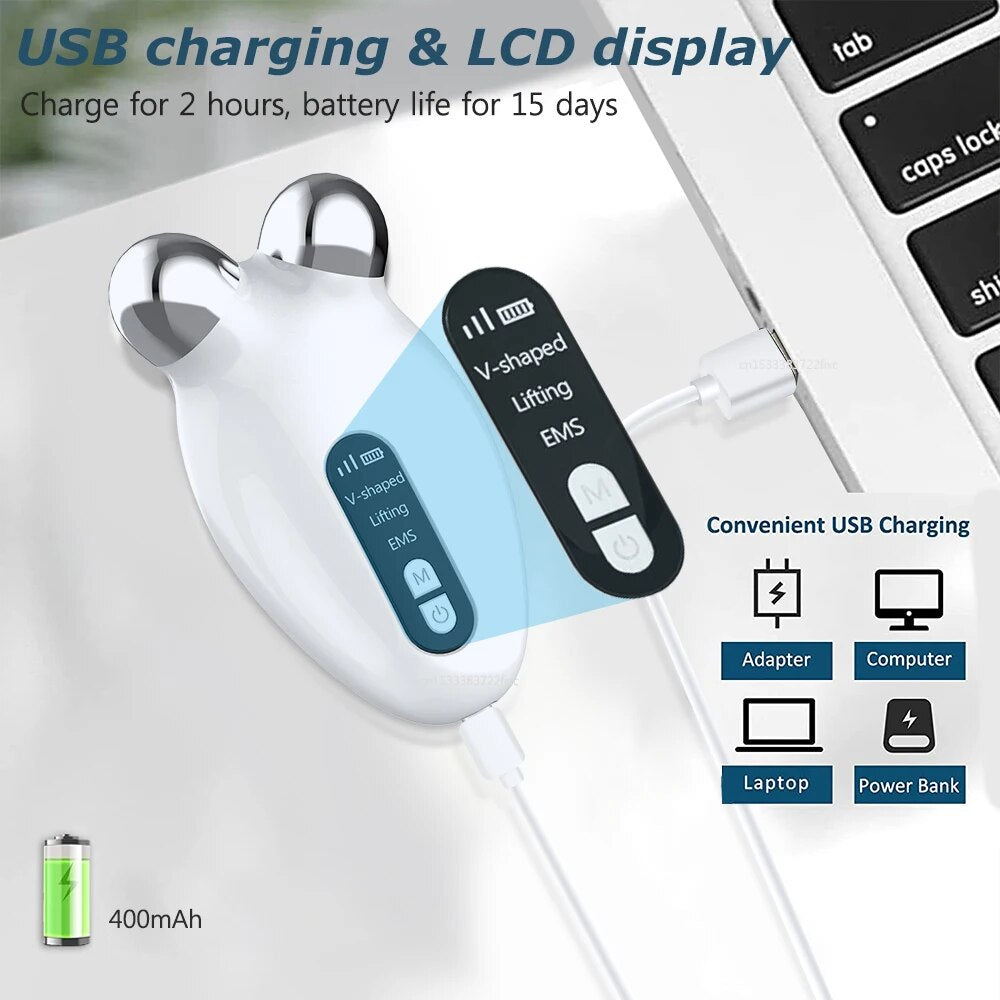 Facial Rejuvenator: Microcurrent EMS Roller & Vibrating Massager