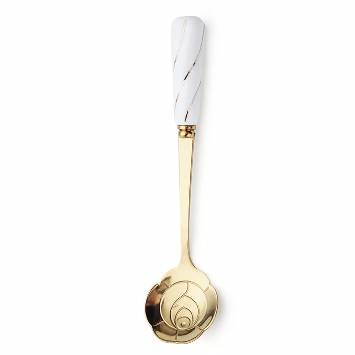 Elegant Mini Stainless Steel Flower Teaspoon with Ceramic Handle