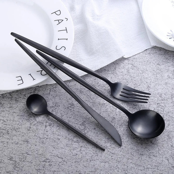 Japanese Retro Black Cutlery Set