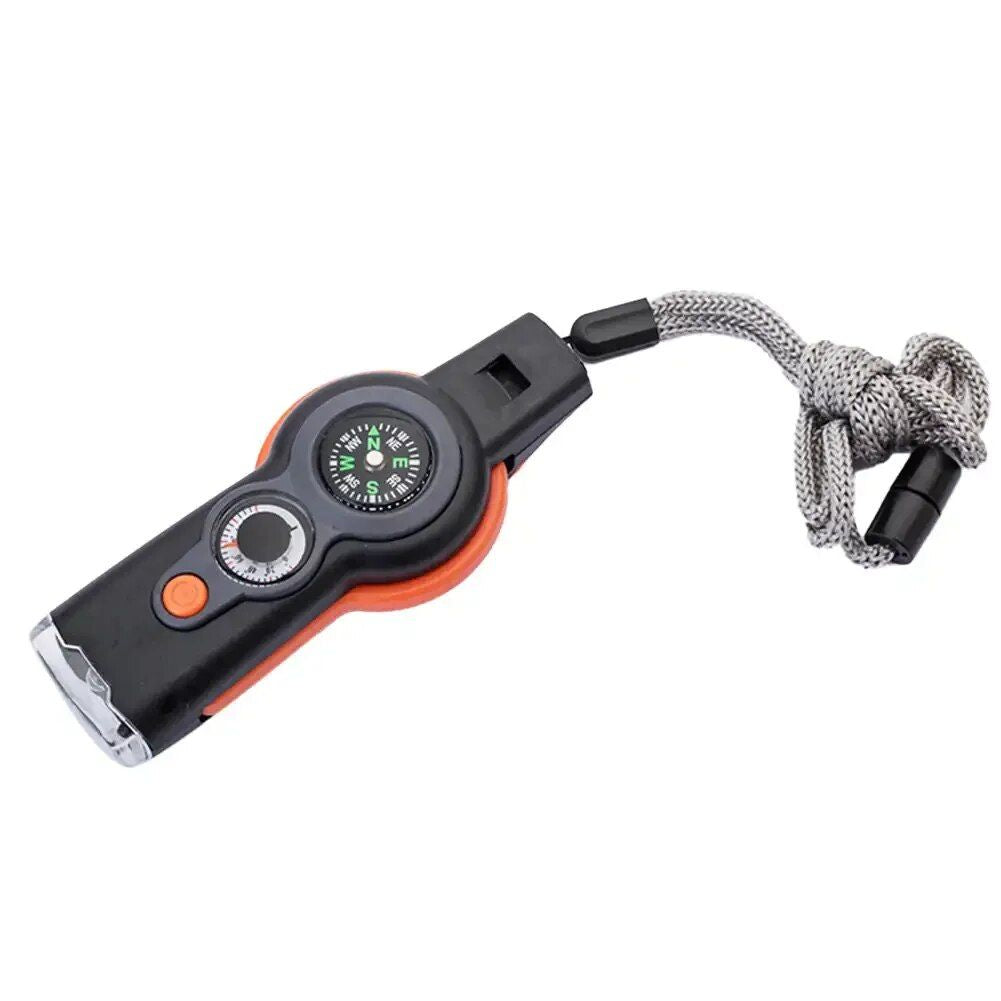 Multi-Purpose Outdoor Emergency Survival Tool with LED Light and Whistle