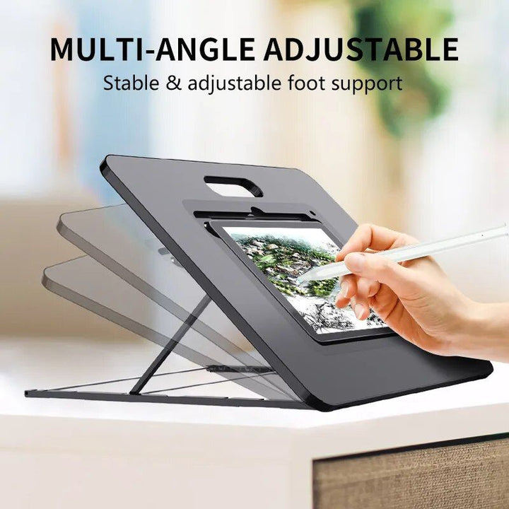 Adjustable iPad Sketchboard Stand with Built-in Pencil Holder & Charging Port