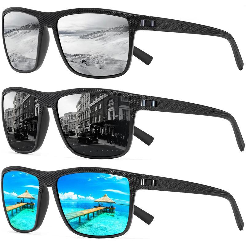 3PCS Square Polarized Sunglasses