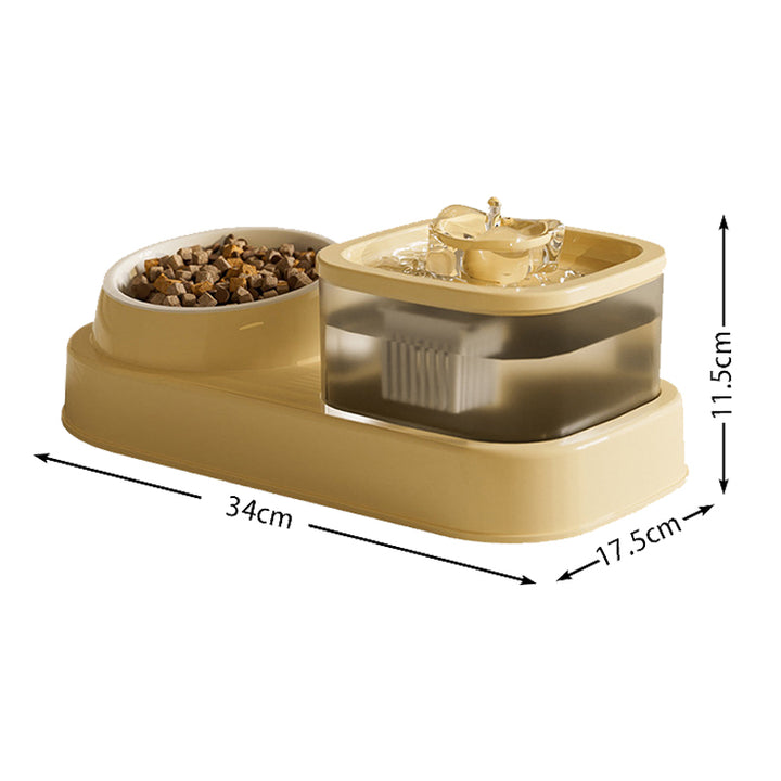 1L Automatic Cat Water Fountain & Food Bowl