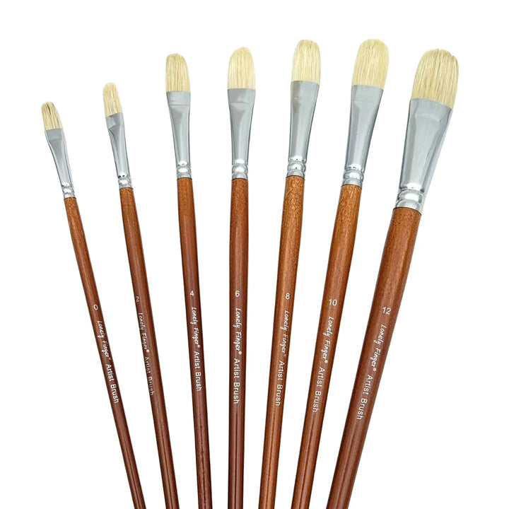 7pcs Premium Long Handled Natural Bristle Paint Brush Set