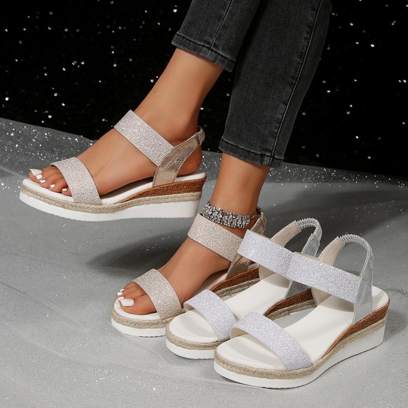 Glitter Wedge Sandals