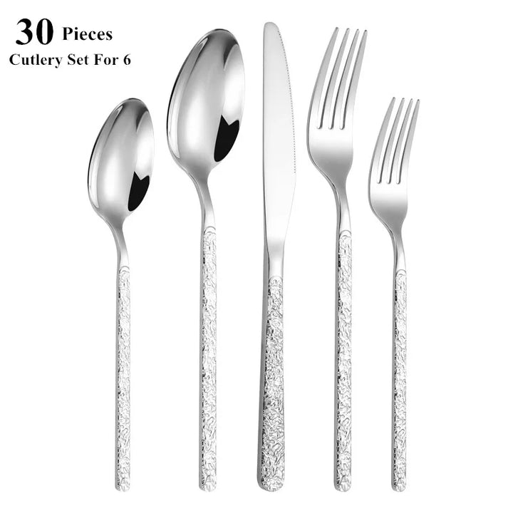 30-Piece Luxury Golden Cutlery Set