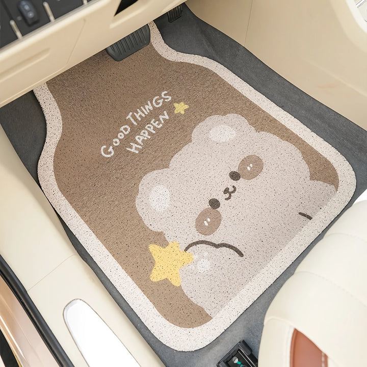 Cute Bear Cartoon Wire Car Floor Mats - Front & Rear Protective Mats