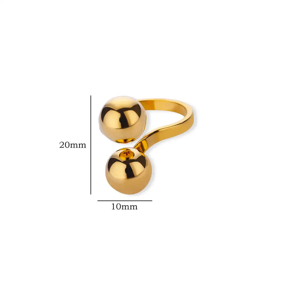 Double Ball Stainless Steel Rings for Women - Smooth Opening Band Party Jewelry