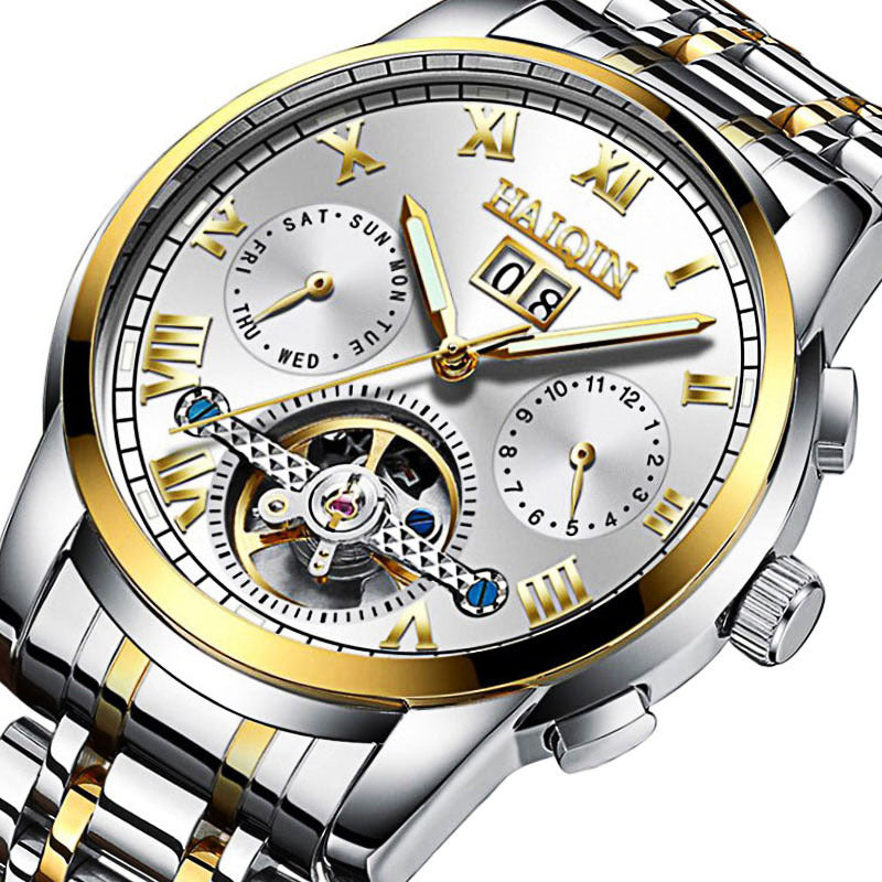 Men's Fashion Waterproof Luminous Hollow Tourbillon Automatic Mechanical Watch