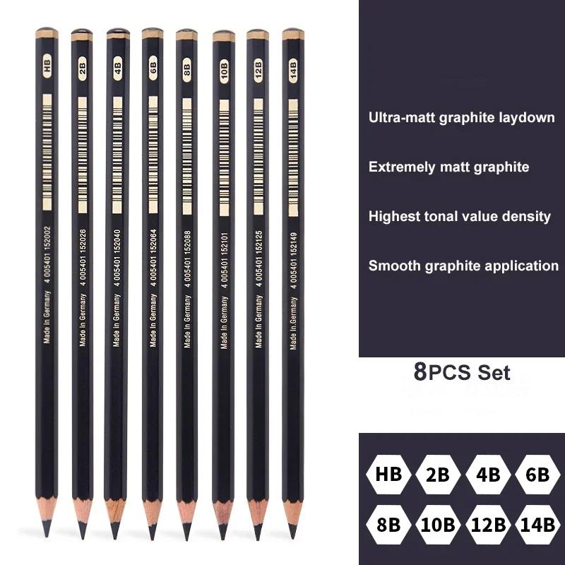 8-Piece Graphite Pencil Set for Artists