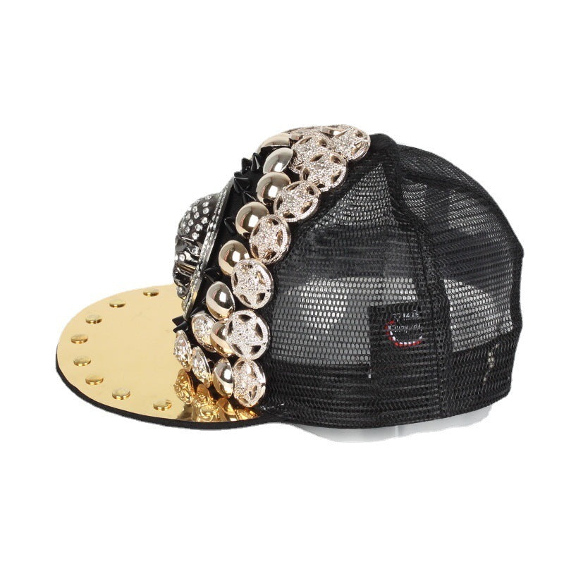 Men Women Handmade Skull Leopard Head Rivet Baseball Cap