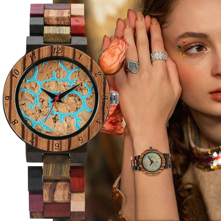 Colored Wood Quartz Casual Watch