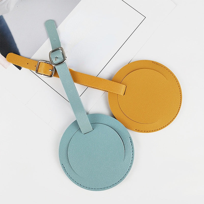 Round PU Leather Luggage Tag