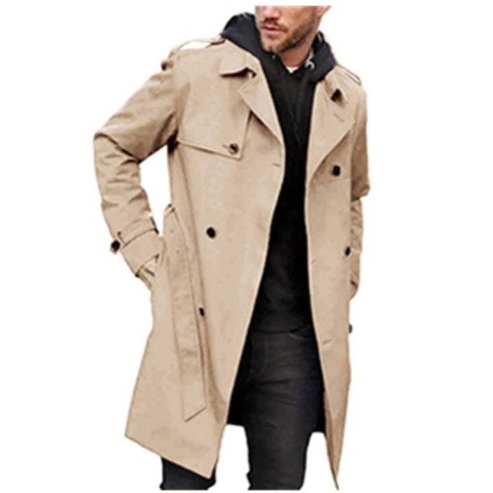 Long Sleeve Trench Coat Men's Lapel Slim Double-breasted Coat