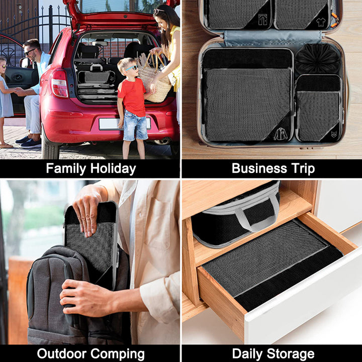 Travel Organizer Set - Compressed Packing Cubes & Lightweight Shoe Bag