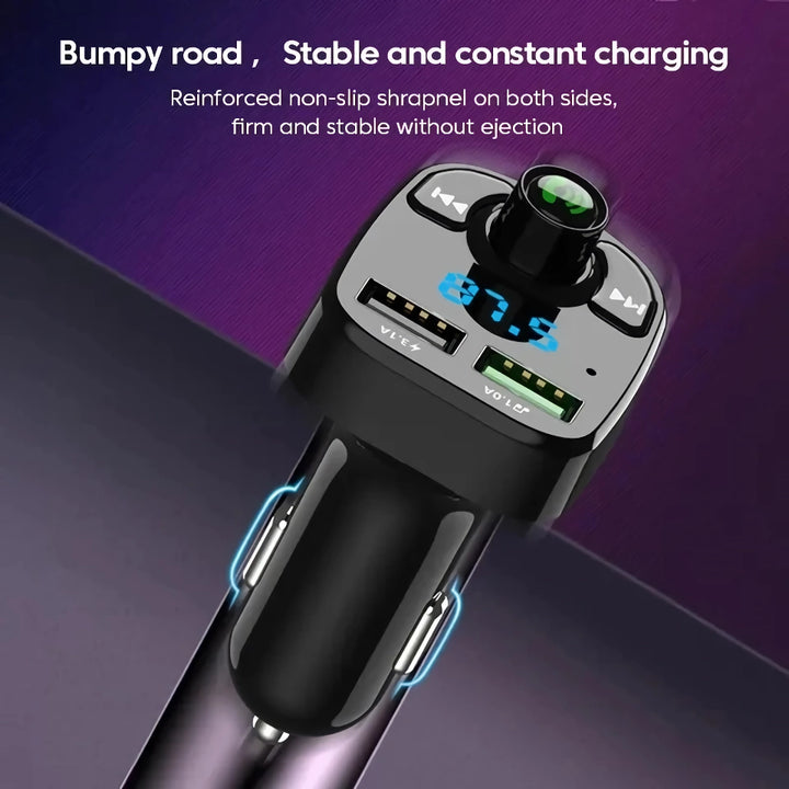 LED MP3 Car Bluetooth FM Transmitter with Dual USB Charger & Hands-Free Calling