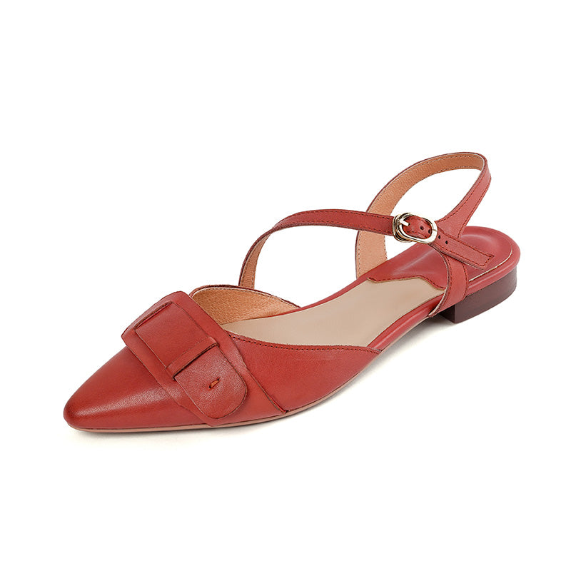 Elegant Low-Heel Leather Slingback Sandals for Women