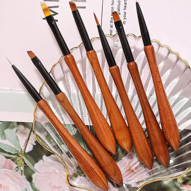 11-Piece Sandalwood Handle Nail Art Brush Set