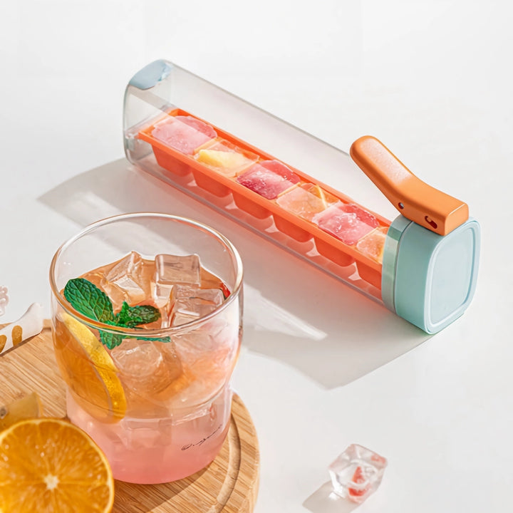 One-Hand Press Ice Cube Maker with Storage Box