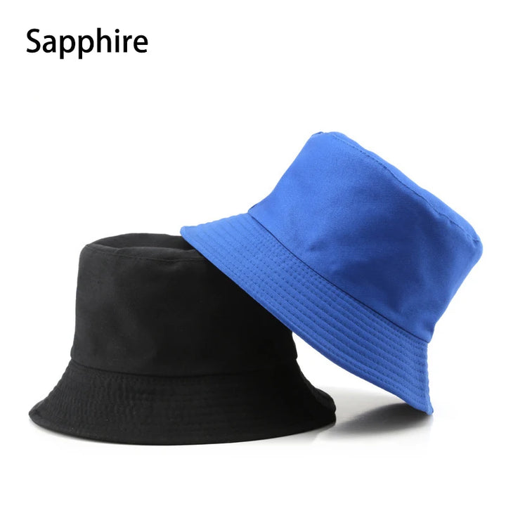 Classic Cotton Black Reversible Bucket Hat – Casual Sun Cap for Outdoor Adventures