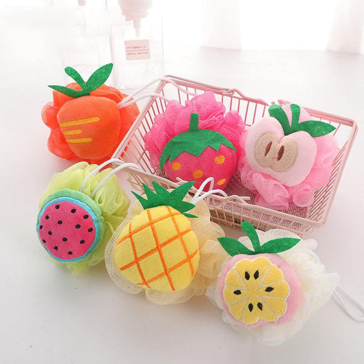 Cartoon Fruit Shower Bath Ball Exfoliating Sponge