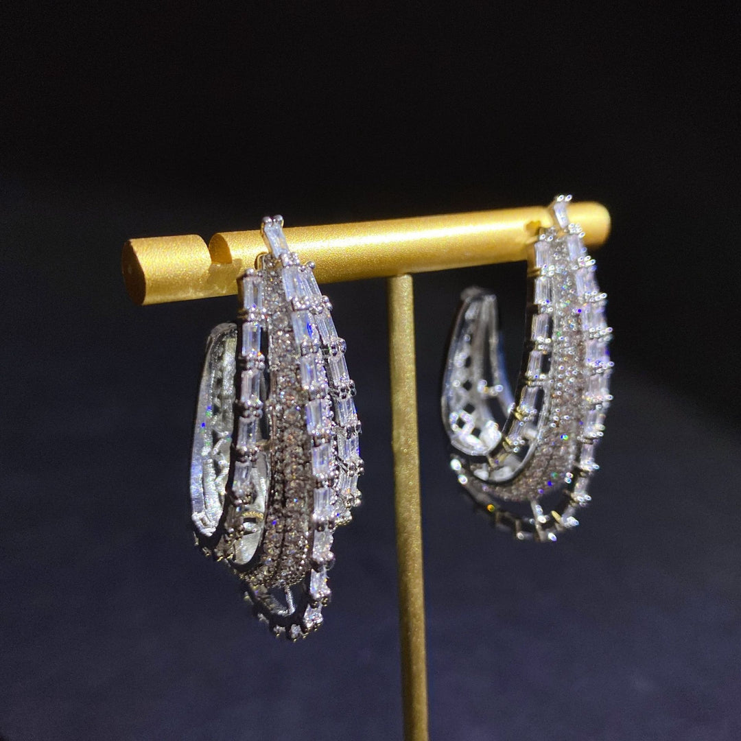 Superflash Zircon Multi-layer Three-dimensional Elegant Earring