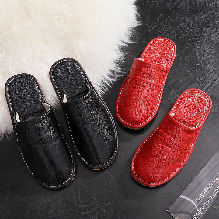 Light Luxury High-grade Baotou Leather Slippers Women Spring And Autumn Non-slip Mute