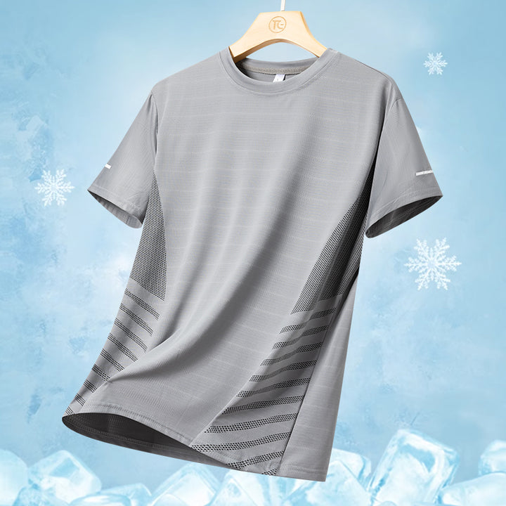 Summer Ice Silk Quick-Dry Running T-Shirt with Reflective Print