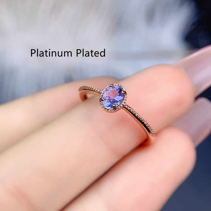 New Natural Tanzanite Ring Women S925 Silver Exquisite Simple Personality Fashion Versatile