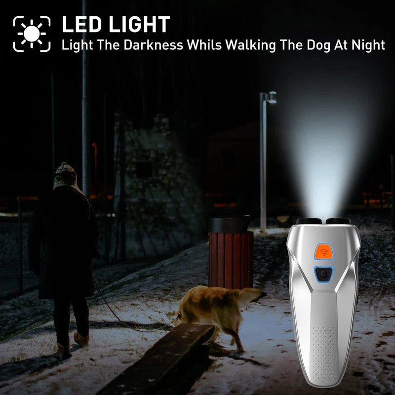 Ultrasonic Dog Repeller with LED Flashlight and Dual Sensors