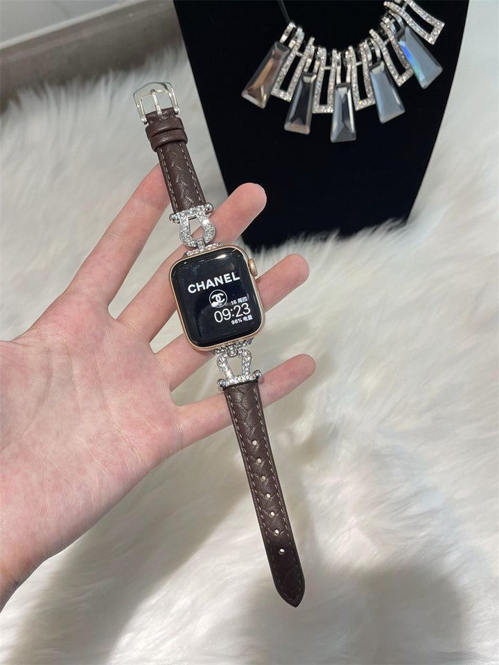 Woven Metal Diamond Strap Suitable For Watch Leather Wristband