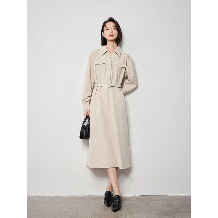 Women's Autumn Brushed Long Sleeve Shirt Dress