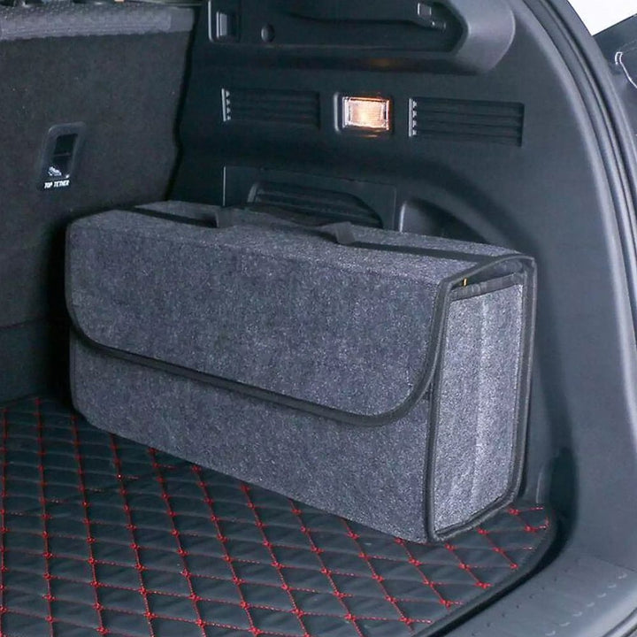 Compact Anti-Slip Car Trunk Organizer with Dual-Layer Elastic Net Storage