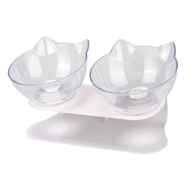 Ergonomic Double Bowls Pet Feeder with Raised Stand for Cats and Dogs