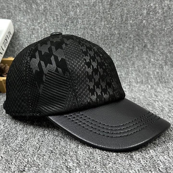 New All-matching Genuine Leather Baseball Cap Men