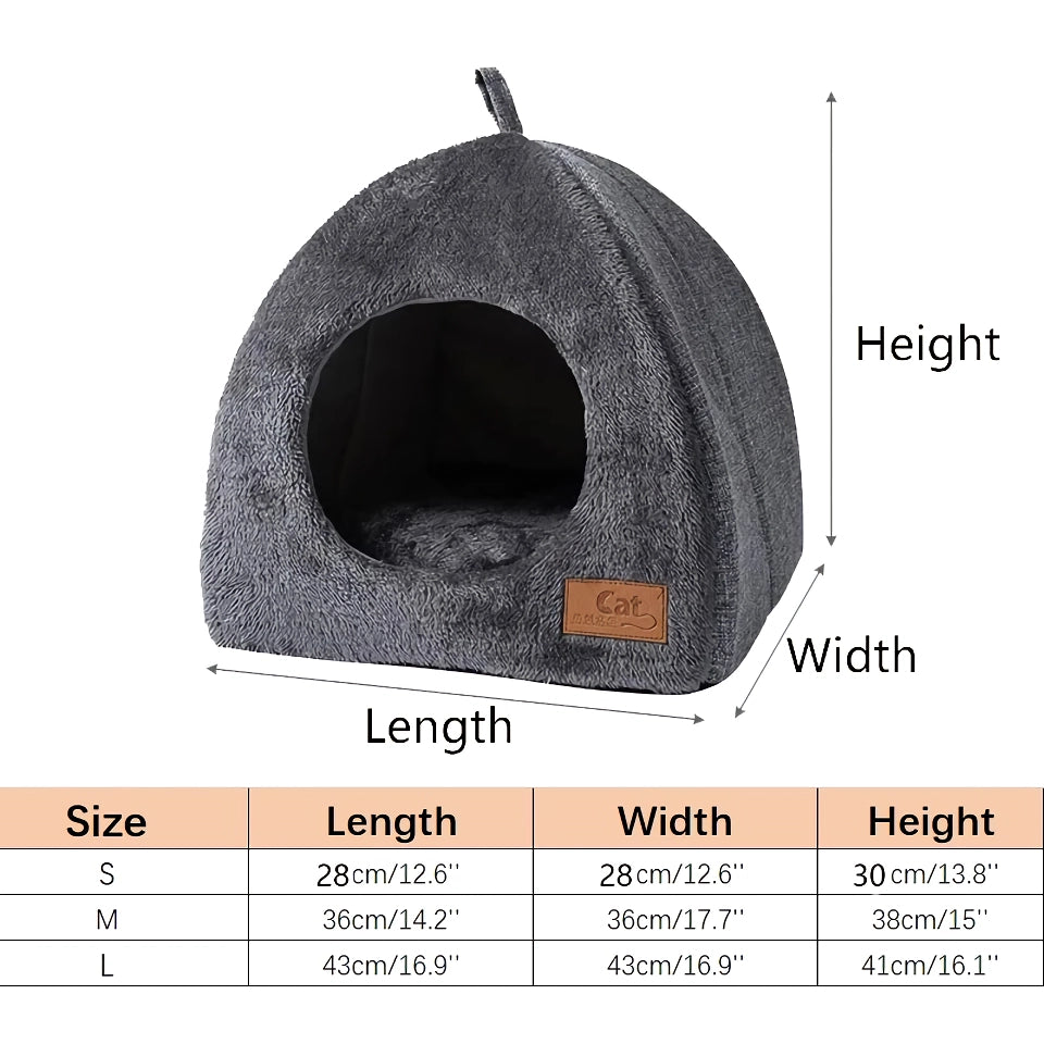 Warm and Cozy Semi-Enclosed Cat Bed for Small to Medium Pets