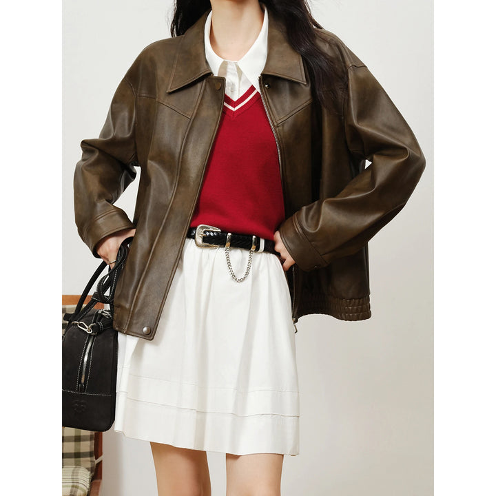 Cool and Stylish Retro Leather Jacket for Women - Autumn Casual Short Jacket