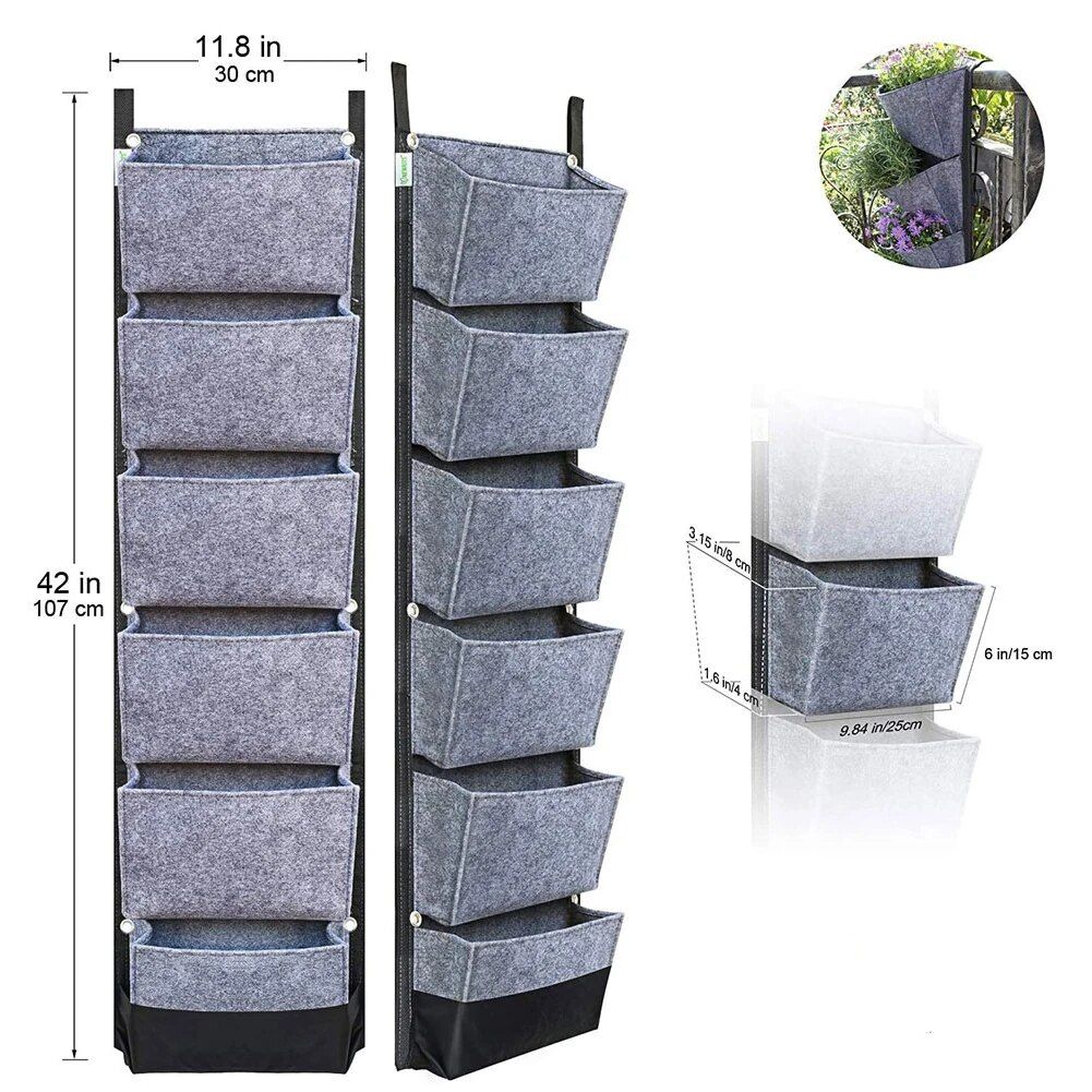 Wall-Mounted 6-Pocket Vertical Garden Planter – Perfect for Home Gardens