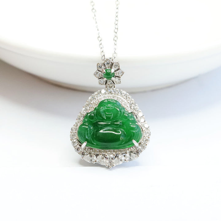 Fashion Silver Inlaid Natural Jade Pendant