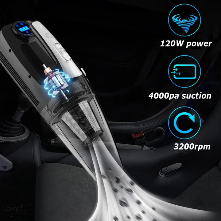 4-in-1 Portable Car Vacuum Cleaner and Tire Inflator