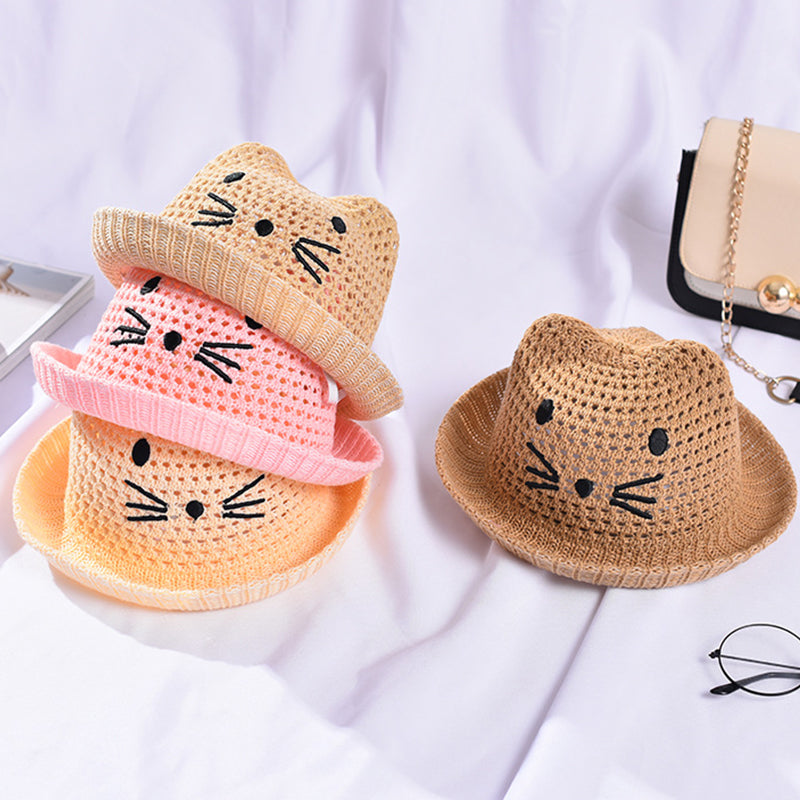 Summer Baby Straw Hat with Cute Cat Ears