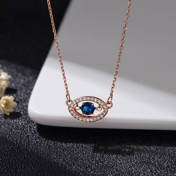 Lucky Blue Eyes Tear Rose Gold Necklace