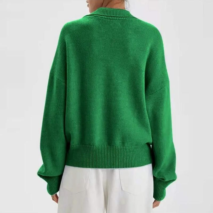 Women's V-Neck Polo Sweater