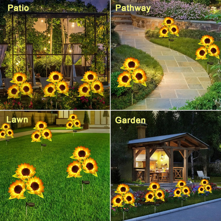 2-Pack Solar Sunflower Garden Lights - Outdoor Decorative Lights for Patio & Backyard