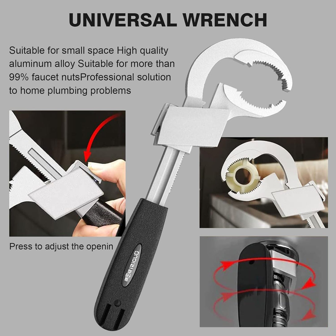 Universal Adjustable Double-Ended Wrench for Faucet and Sink Installation