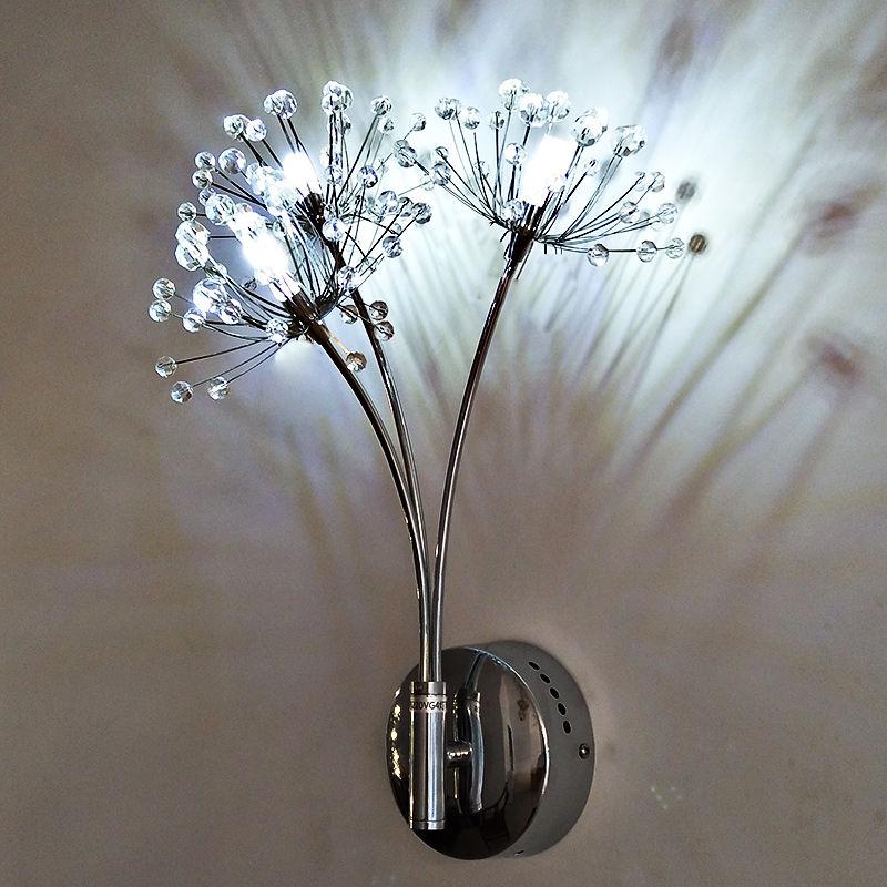 Modern Crystal Dandelion Flower Wall Lamp