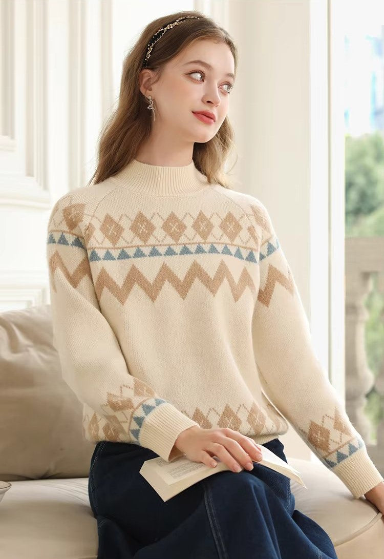 Loose Knit Pullover Sweater for Women - Winter Soft Raglan Sleeve Jumper