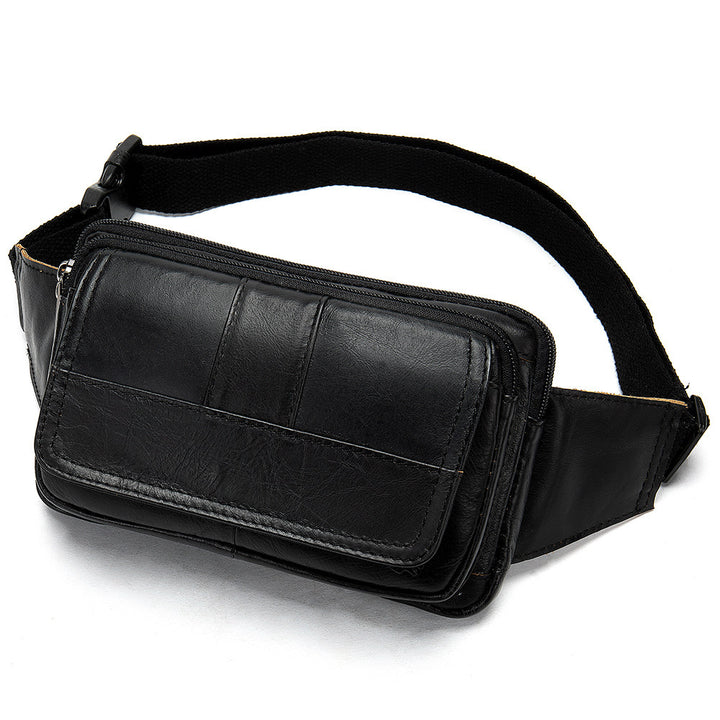 Men's First Layer Cowhide Outdoor One Shoulder Crossbody Waist Bag