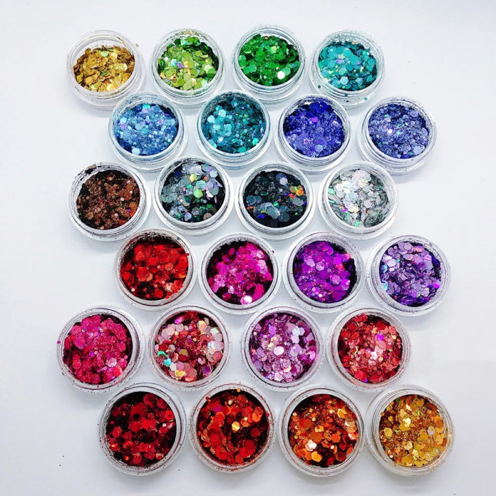 24pcs Laser Holographic Chunky Nail Glitters