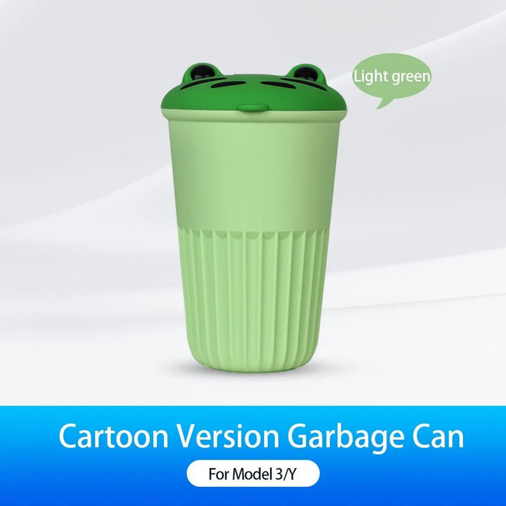 Compact Silicone Car Trash Bin for Tesla Model 3/Y/S/X - Cartoon Design